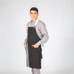 Avental com peito preto combinado espinha 82X72 cms fecho com mosquetão UNIFORMES GARY'S