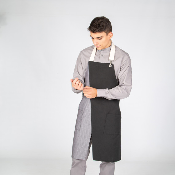 Avental com peito preto combinado espinha 82X72 cms fecho com mosquetão UNIFORMES GARY'S