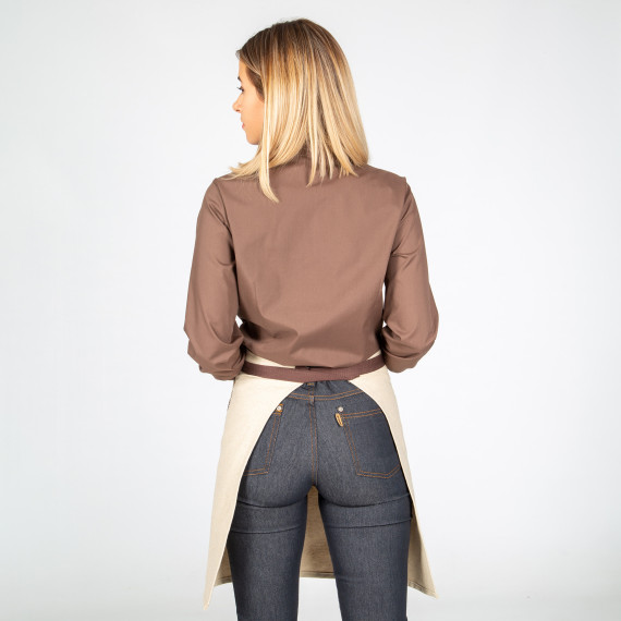 Delantal corto beige Tiras de espiga en color chocolate COMBI 50X68 cm UNIFORMES GARY'S