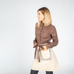 Beige short apron with chocolate herringbone stripes COMBI 50X68 cm GARY'S UNIFORMS
