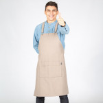 Gray bib apron with back strap 82X72 cm GARY'S UNIFORMS