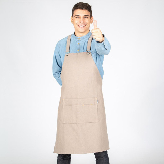 Gray bib apron with back strap 82X72 cm GARY'S UNIFORMS