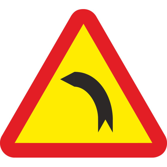 Metallic road sign Curve dangerous to the left side 700 mm