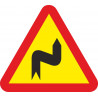 Sinal de trânsito Metal Curvas perigosas para a direita Lado 700 mm