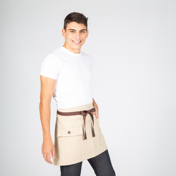 Delantal corto beige 40X68 cms