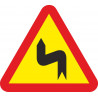 Metal Road Sign Dangerous Curves to the Left Side 700 mm