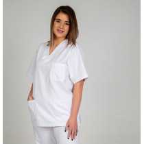Blusa sanitaria unisex de pico sarga blanca GARY'S Redline