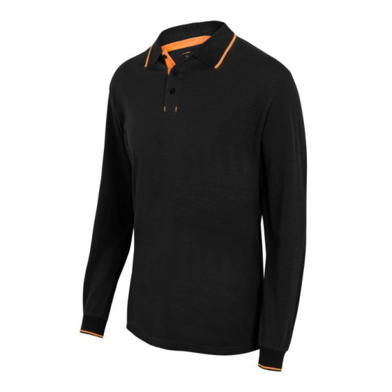 Bicolor long sleeve polo with ribbed collar and cuffs in piqué fabric VELILLA 105515