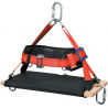 Rigid chair with textile insulation suspension for vertical work.
