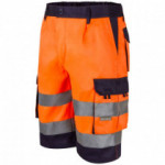 Bicolor high visibility shorts with reflective strips EN471 in VELILLA 303004 twill fabric.