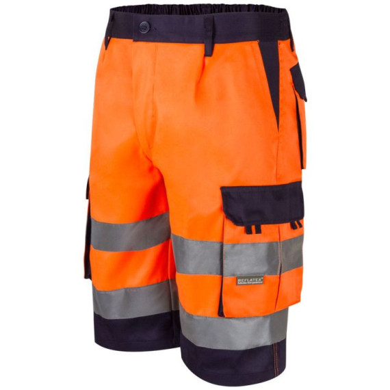 Bicolor high visibility shorts with reflective strips EN471 in VELILLA 303004 twill fabric.