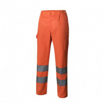 High visibility multi-pocket trousers with elastic waistband and button in twill fabric VELILLA 303006.