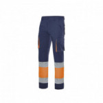 Bicolor-Hosen mit hoher Sichtbarkeit, mit zentralem Reißverschluss und Taschen, 100% Baumwolle VELILLA 303007