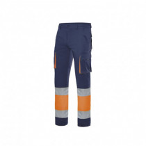 Bicolor high visibility pants with central zipper and pockets 100% cotton VELILLA 303007