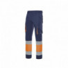 Pantaloni bicolore ad alta visibilità con chiusura centrale e tasche 100% cotone VELILLA 303007