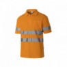 High visibility industrial polo with short sleeves and reflective strips on the torso made of piqué fabric VELILLA 305512.