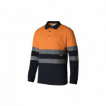 Polo de algodão bicolor de manga longa de alta visibilidade com botões VELILLA 305515