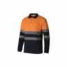 Bicolor Baumwoll-Polo mit langen Ärmeln und hoher Sichtbarkeit mit Knöpfen VELILLA 305515