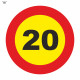 Straßensignal der Tasche 20 km / h Maximalgeschwindigkeit 700 x 700 mm