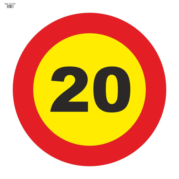 Señal Vial de Bolsa 20 Km/h Velocidad Máxima 700 x 700 mm