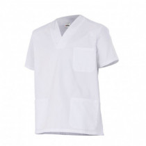 Camisola sanitária fechada com decote em V 100% algodão manga curta 535205 VELILLA