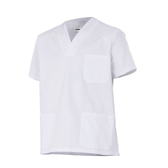 Gesundheitsbluse mit V-Ausschnitt, 100% Baumwolle, kurze Ärmel, 535205 VELILLA