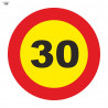 Sinal de Trânsito de Bolsa 30 Km/h Velocidade Máxima 700 x 700 mm