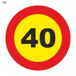 Road signal of bag 40 km / h Maximum speed 700 x 700 mm