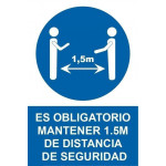 Il segnale adesivo è obbligatorio per mantenere la distanza di sicurezza da 1,5 m 200x300 mm