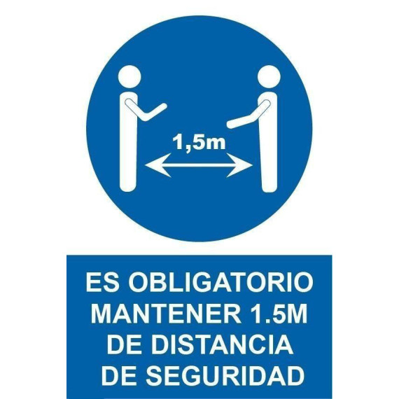 Il segnale adesivo è obbligatorio per mantenere la distanza di sicurezza da 1,5 m 200x300 mm