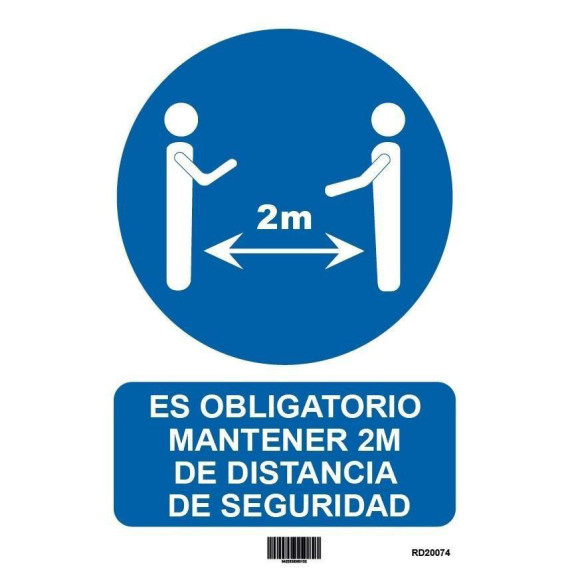 O sinal adesivo é obrigatório para manter 2m de distância de segurança 200x300 mm