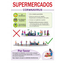 Sinal Supermercado Coronavirus PVC 0,7 mm - 210x300 mm