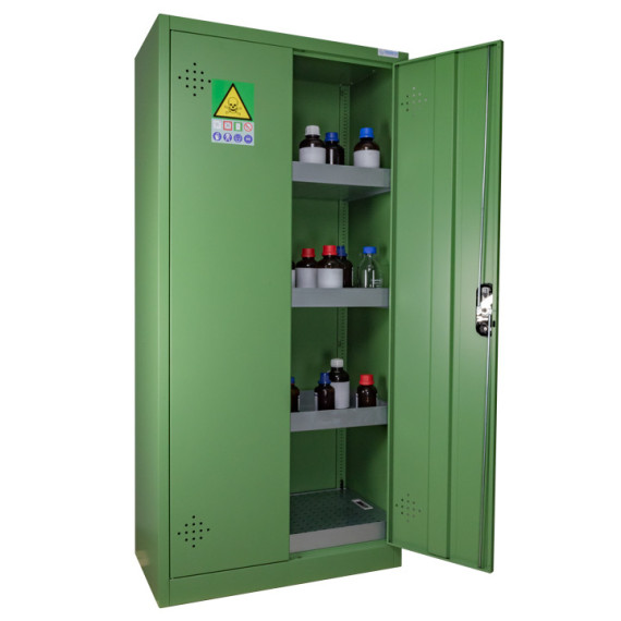 Armoire sécurisée pour pesticides avec 2 portes et 3 compartiments ECOSAFE