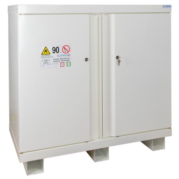 Armadio di 105 minuti con 2 ripiani, 1 vaschetta e 2 porte per infiammabili ECOSAFE