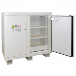 Armoire de 105 minutes avec 2 étagères, 1 bac et 2 portes pour produits inflammables ECOSAFE.