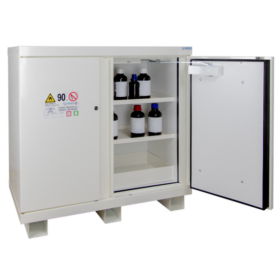 Armadio di 105 minuti con 2 ripiani, 1 vaschetta e 2 porte per infiammabili ECOSAFE