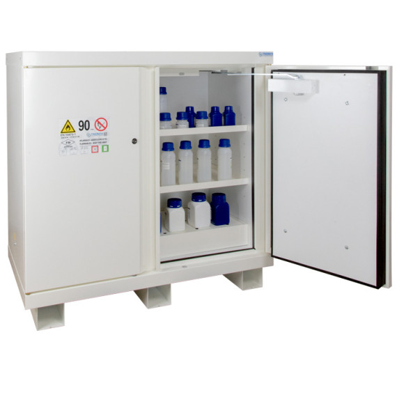 105-minute cabinet with 2 shelves, 1 bin, and 2 doors for flammable materials ECOSAFE.