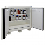 Armoire de 105 minutes avec 2 étagères, 1 bac et 2 portes pour produits inflammables ECOSAFE.