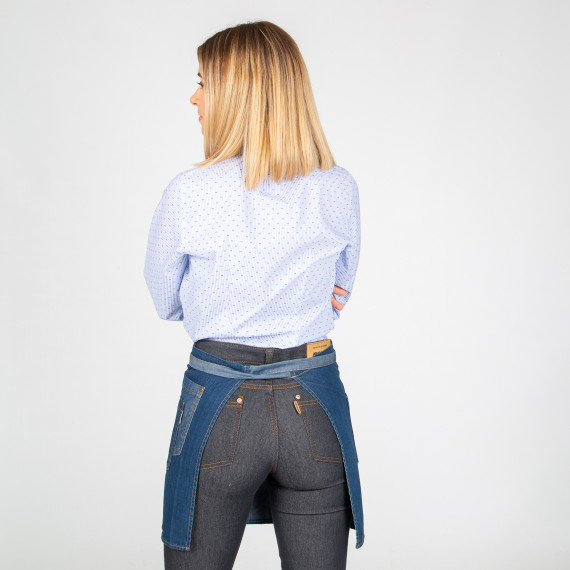 Grembiule corto lavato modello Denim Blu con tre tasche REDLINE GARY'S