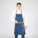 Washed denim bib apron in combined albero color REDLINE GARY'S.