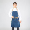 Washed denim bib apron in combined albero color REDLINE GARY'S.