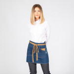 Grembiule corto lavato realizzato in denim lavato combinato con strisce senape UNIFORMI GARY'S REDLINE