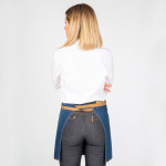 Delantal curto lavado confeccionado em denim lavado combinado com tiras mostarda UNIFORMES GARY'S REDLINE