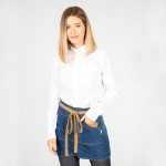 Delantal curto lavado confeccionado em denim lavado combinado com tiras mostarda UNIFORMES GARY'S REDLINE
