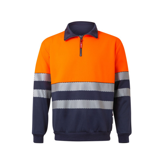 Bicolor high visibility sweatshirt with zipper and reflective strips RS 305703 VELILLA