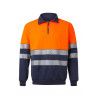 Two-tone high visibility zipper sweatshirt with reflective tapes RS 305703 VELILLA