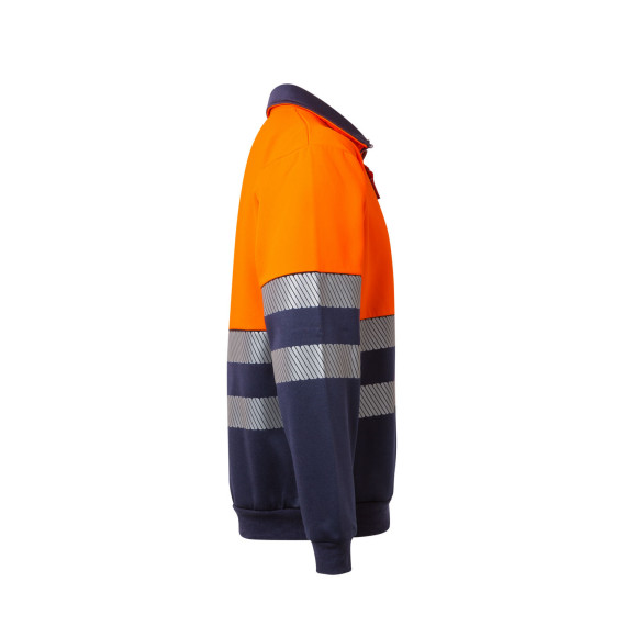 Bicolor high visibility sweatshirt with zipper and reflective strips RS 305703 VELILLA