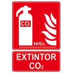 Sinal de extintora de CO2 luminescente