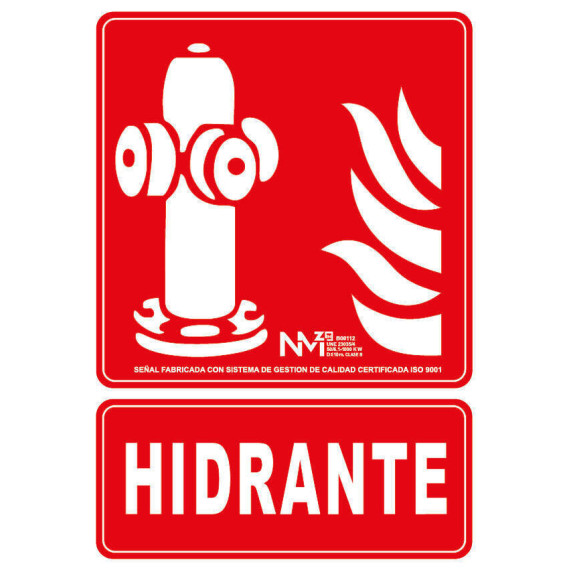 Sinal de hidrante luminiscente 210 x 300 mm