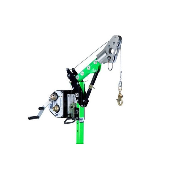 Winde mit 18 m Edelstahlkabel von 5 mm und Karabinerhaken, Montagesupport 3M DBI-SALA